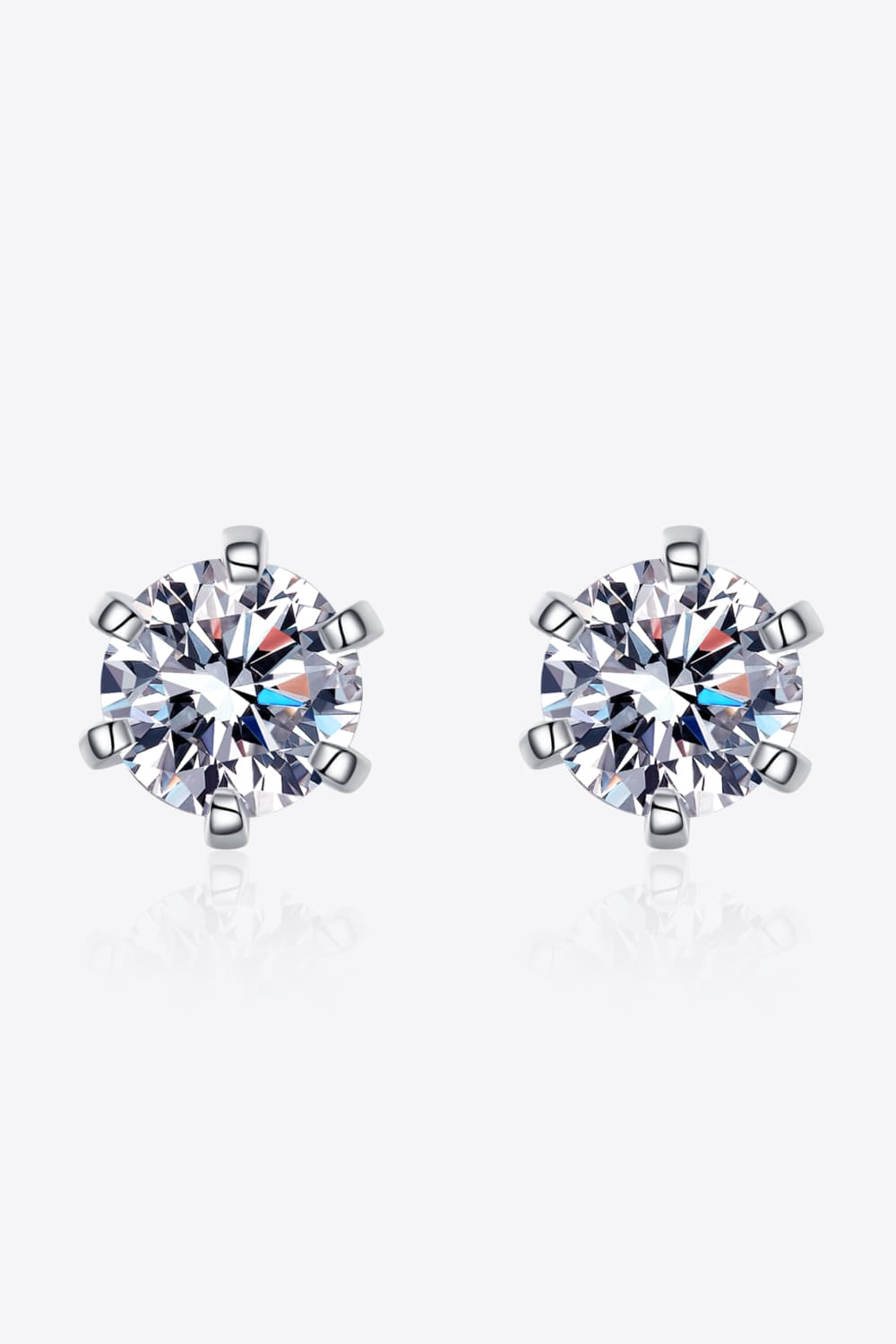 1 Carat Moissanite Rhodium - Plated Stud Earrings - PD SECRET REALM