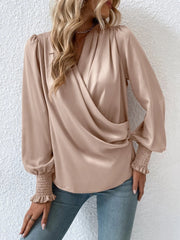 Smocked Lantern Sleeve Blouse