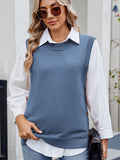 Buttoned Round Neck Sweater Vest - PD SECRET REALM