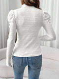 Eyelet Mock Neck Long Sleeve Top - PD SECRET REALM