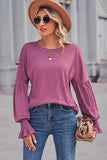 Round Neck Flounce Sleeve Blouse - PD SECRET REALM