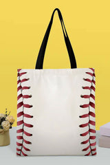 White Baseball Print Canvas Tote Bag 34*2*31cm