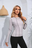 Ribbed Round Neck Long Sleeve Blouse - PD SECRET REALM