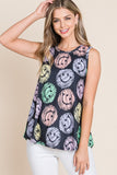 BOMBOM Round Neck Smiley Face Tank - PD SECRET REALM