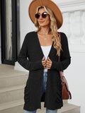 Pocketed Open Front Long Sleeve Cardigan - PD SECRET REALM