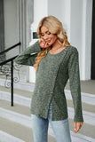 Buttoned Long Sleeve Slit Top - PD SECRET REALM