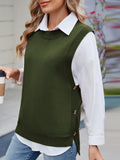 Buttoned Round Neck Sweater Vest - PD SECRET REALM