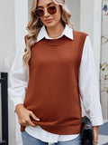 Buttoned Round Neck Sweater Vest - PD SECRET REALM