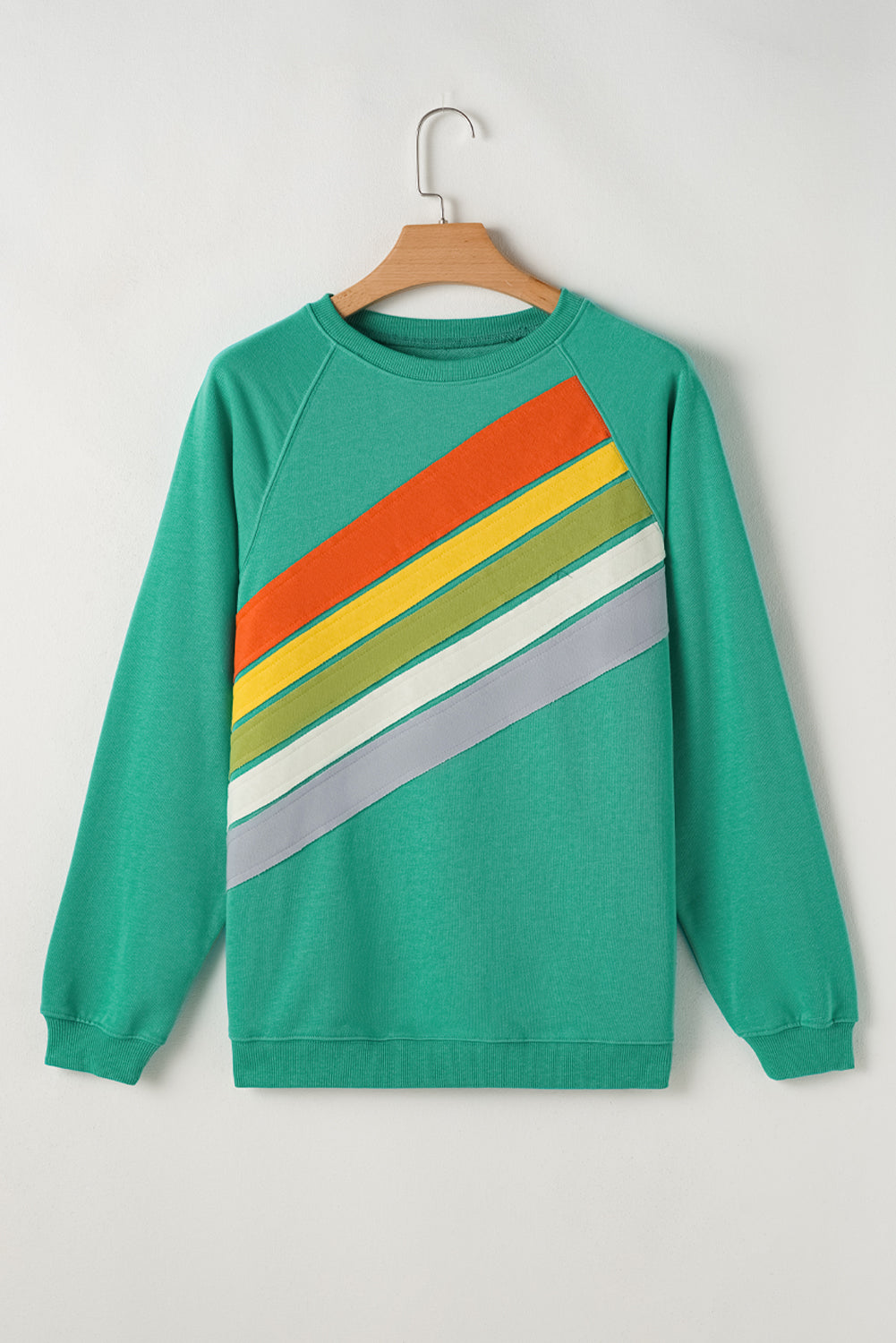 Black Rainbow Colorblock Pullover Sweatshirt