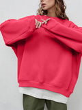 Round Neck Dropped Shoulder Long Sleeve Sweatshirt - PD SECRET REALM