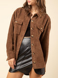 Button Up Long Sleeve Corduroy Jacket - PD SECRET REALM