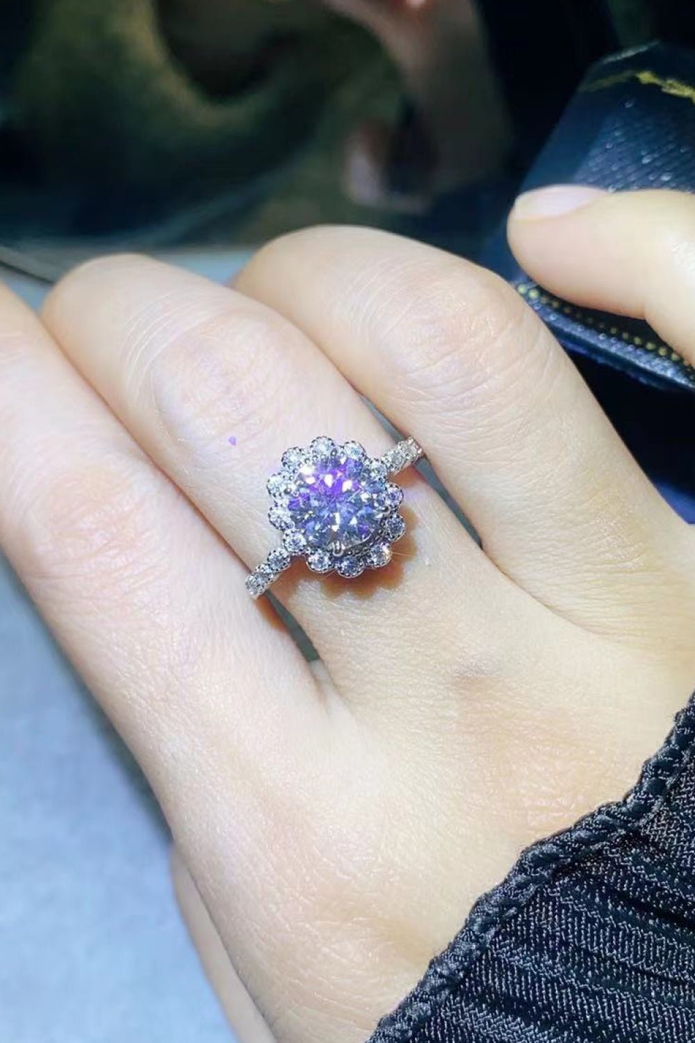 1.5 Carat Moissanite Floral - Shaped Cluster Ring - PD SECRET REALM