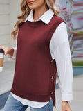 Buttoned Round Neck Sweater Vest - PD SECRET REALM