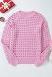 Round Neck Dropped Shoulder Long Sleeve Sweater - PD SECRET REALM