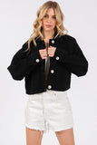 bytos Button Down Cropped Denim Jacket with Patch Pockets - PD SECRET REALM