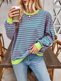 Lovelet Contrast Striped Long Sleeve Sweatshirt - PD SECRET REALM