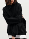 Round Neck Dropped Shoulder Long Sleeve Sweatshirt - PD SECRET REALM