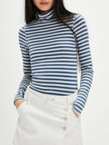 Exposed Seam Striped Turtleneck Long Sleeve T-Shirt - PD SECRET REALM