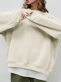 Round Neck Dropped Shoulder Long Sleeve Sweatshirt - PD SECRET REALM