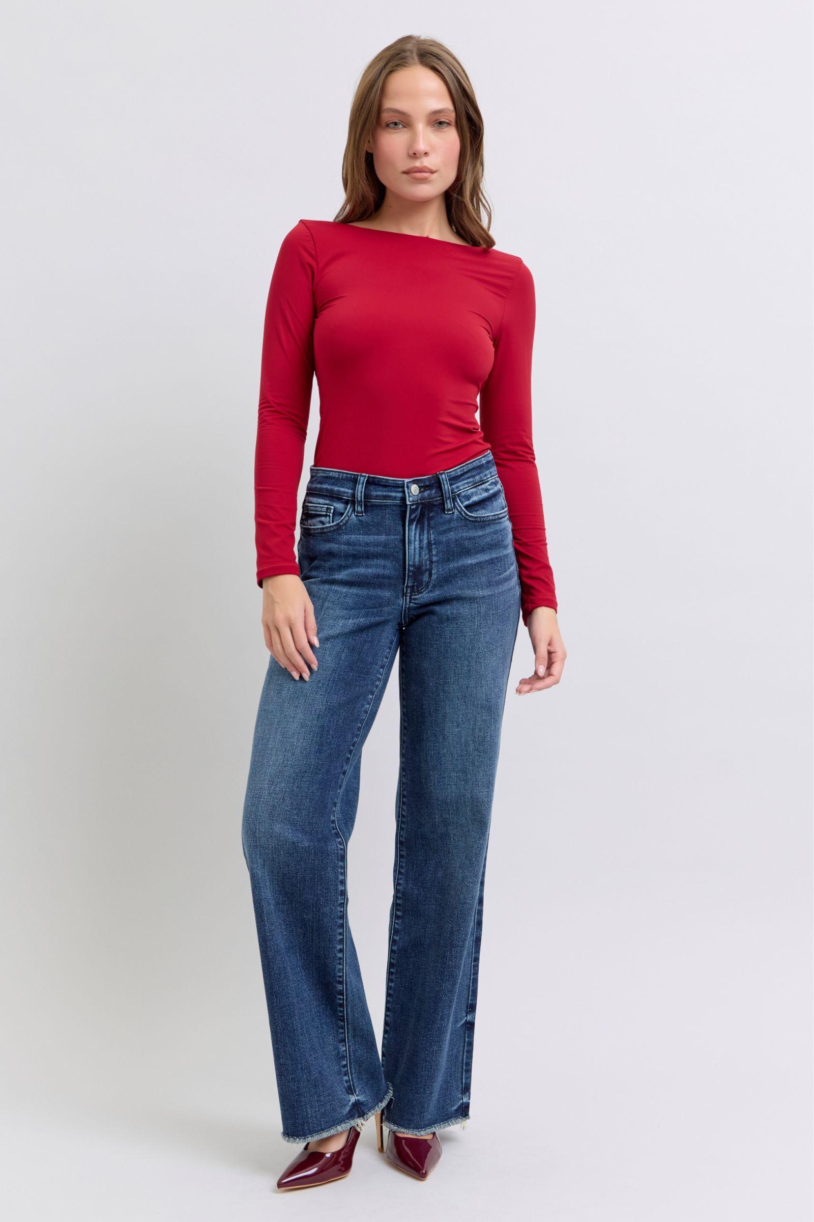 Full Size Raw Hem Mid Rise Jeans