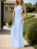 Full Size Grecian Neck Dress with Pockets - PD SECRET REALM