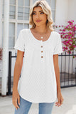 Eyelet Quarter Button Short Sleeve T-Shirt - PD SECRET REALM