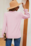 Eyelet V-Neck Flounce Sleeve T-Shirt - PD SECRET REALM