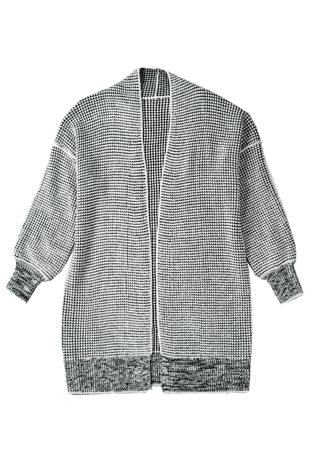 Grey Plaid Contrast Trim Casual Knit Cardigan