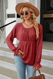 Round Neck Flounce Sleeve Blouse - PD SECRET REALM