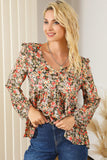 Floral V-Neck Babydoll Blouse - PD SECRET REALM