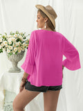 Plus Size Flower Crochet Flare Sleeve Top - PD SECRET REALM