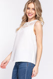 Round Neck Lace Patch Texture Tank - PD SECRET REALM