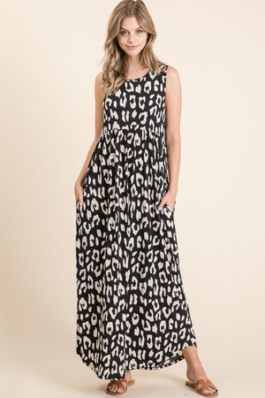 BOMBOM Leopard Maxi Dress with Pockets - PD SECRET REALM