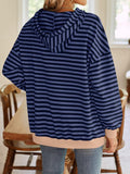 Lovelet Drawstring Striped Long Sleeve Hoodie - PD SECRET REALM