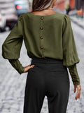 Round Neck Lantern Sleeve Blouse - PD SECRET REALM