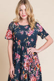 BOMBOM Floral Short Sleeve Maxi Dress - PD SECRET REALM