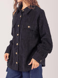 Button Up Long Sleeve Corduroy Jacket - PD SECRET REALM