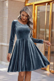 Round Neck Long Sleeve Knee Length Dress - PD SECRET REALM