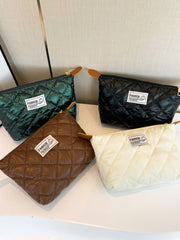 Solid Quilted Clutch with Zipper