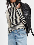 Exposed Seam Striped Turtleneck Long Sleeve T-Shirt - PD SECRET REALM