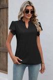 Eyelet Notched Flutter Sleeve T-Shirt - PD SECRET REALM