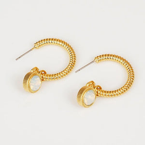 Rope Cat's Eye Stone C-Hoop Earrings - PD SECRET REALM