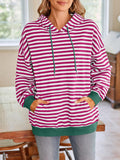 Lovelet Drawstring Striped Long Sleeve Hoodie - PD SECRET REALM