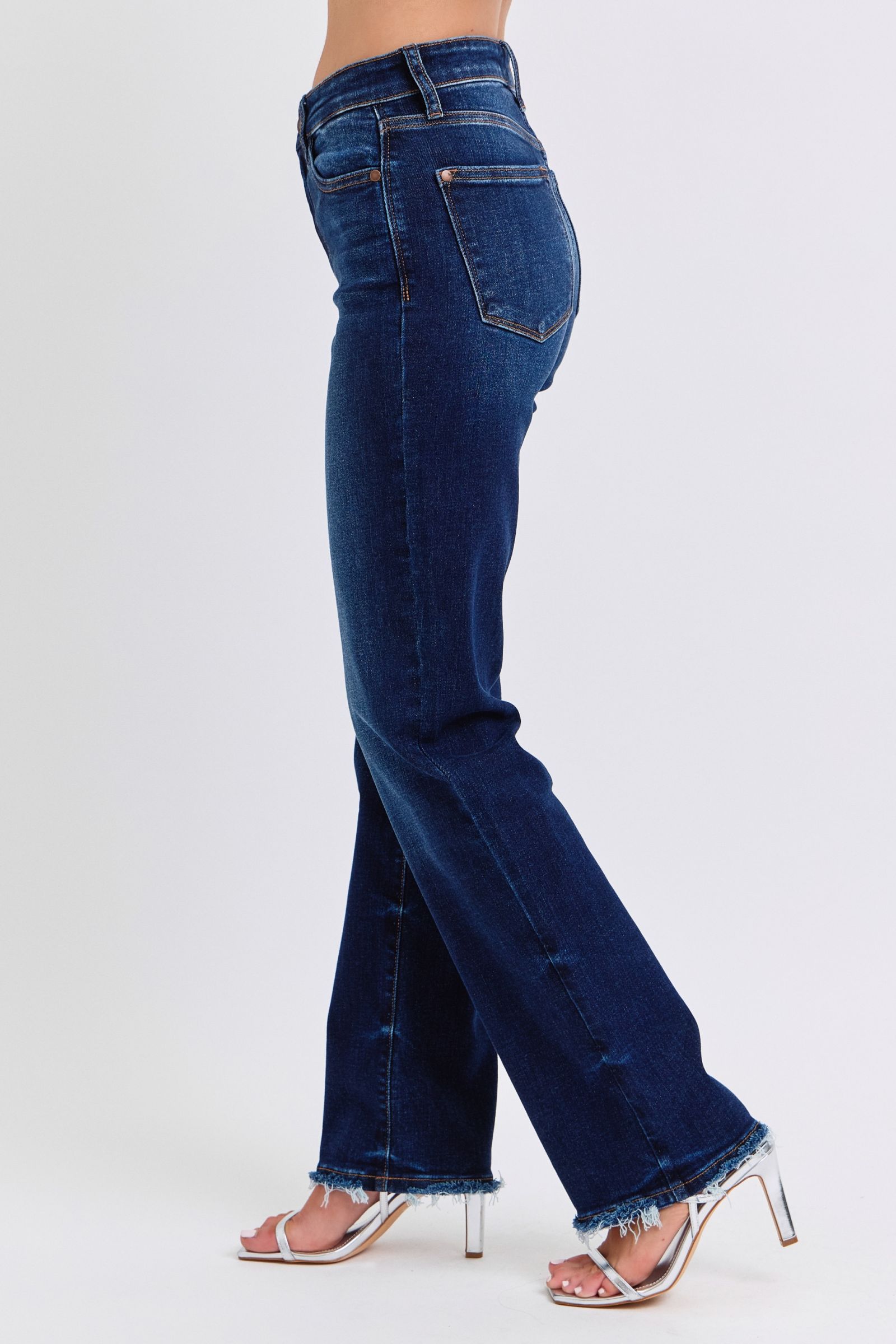 Full Size Raw Hem Straight Leg Jeans