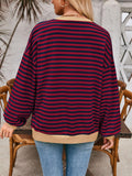 Lovelet Contrast Striped Long Sleeve Sweatshirt - PD SECRET REALM