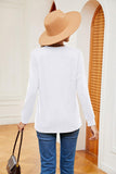 Buttoned Notched Neck Long Sleeve Top - PD SECRET REALM