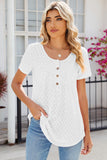 Eyelet Quarter Button Short Sleeve T-Shirt - PD SECRET REALM