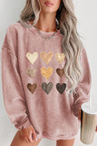 Heart Round Neck Dropped Shoulder Sweatshirt - PD SECRET REALM