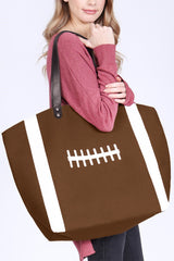 Chestnut Rugby Pattern Canvas Large Tote Bag