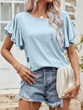 Round Neck Flutter Sleeve Blouse - PD SECRET REALM